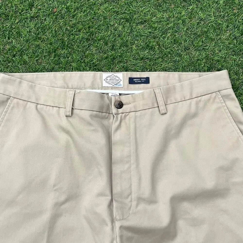 St-john-s-bay Men's Cream and Tan Trousers